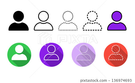 User Avatar And Profile Icon Set With Solid Outline Dotted And Long Shadow Flat Design User Avatar And Profile Icon Set With Solid Outline Dotted And Long Shadow Flat Design 136974693