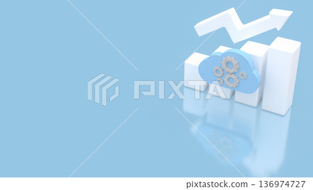 Cloud Computing Growth Concept with Upward Arrow Chart 3d render. Cloud Computing Growth Concept with Upward Arrow Chart 3d render. 136974727