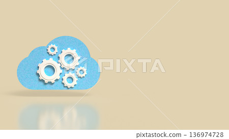Cloud Computing Concept with Gears and Technology Automation 3d render 136974728