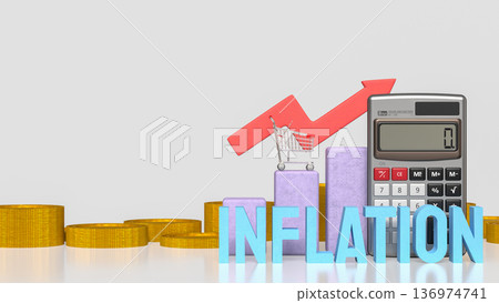 Global Inflation and Rising Cost of Living Concept 3d render. Global Inflation and Rising Cost of Living Concept 3d render. 136974741