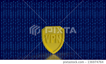 Golden VPN Shield Cyber Security Protection Concept 3d render. 136974764
