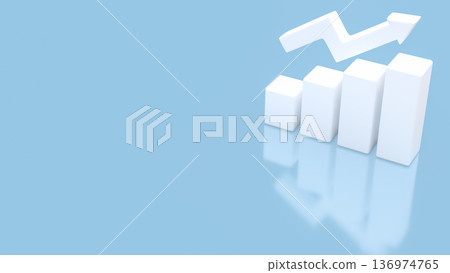 Rising Bar Chart with Upward Arrow Growth Concept 3d render. 136974765