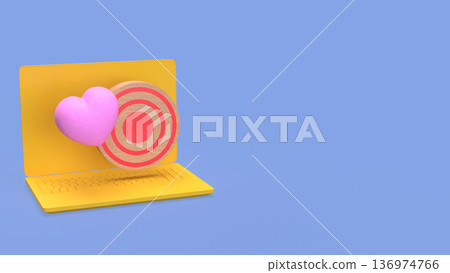 Customer Target Marketing Strategy with Heart on Laptop 3d render Customer Target Marketing Strategy with Heart on Laptop 3d render 136974766