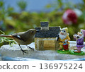 A robin gets lost in the land of the dwarfs. 136975224