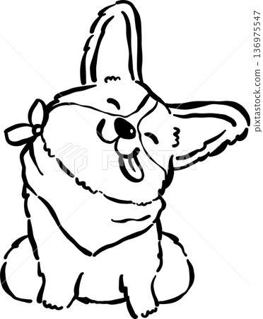 Cute Corgi Dog Outline Wearing a Bandana, Bread Loaf Dog 136975547