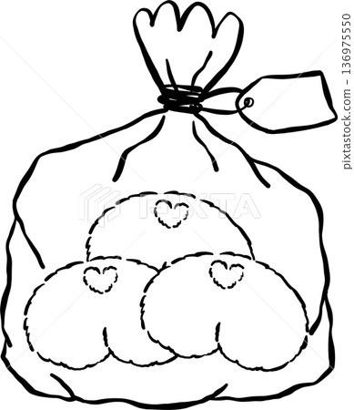 Cute Corgi Butt Bread Dog Doodle Outline in a Bag Cartoon Hand Drawn 136975550