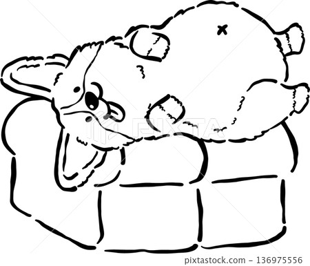 Cute Corgi Loaf Dog Outline Doodle Lying on Toast Bread Cartoon Hand Drawn Cute Corgi Loaf Dog Outline Doodle Lying on Toast Bread Cartoon Hand Drawn 136975556