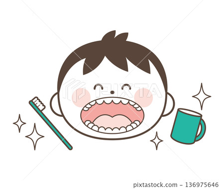 A child with beautiful teeth who is good at brushing his teeth A child with beautiful teeth who is good at brushing his teeth 136975646