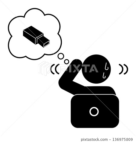 Pictogram of a person searching for a lost USB memory stick 136975809