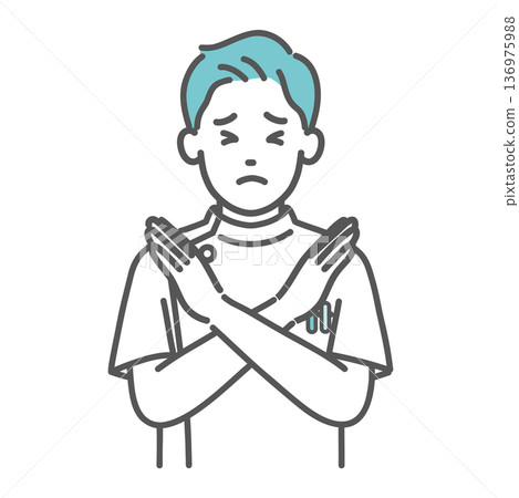 Illustration of a male nurse/medical worker in a white coat giving an NG sign (upper body) Illustration of a male nurse/medical worker in a white coat giving an NG sign (upper body) 136975988