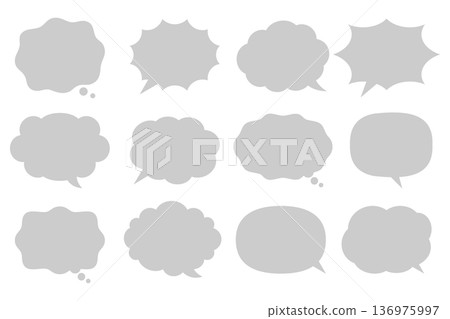 Versatile gray speech bubble material [movable speech bubble] 136975997
