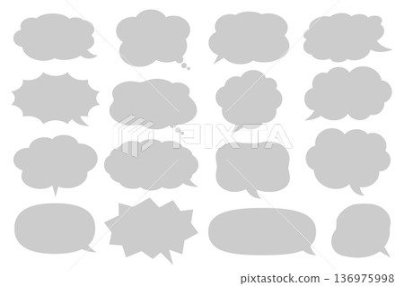 Easy-to-use gray speech bubble illustration [Speech bubble adjustment OK] 136975998