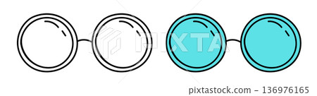Round glasses illustration: clear and blue lenses 136976165