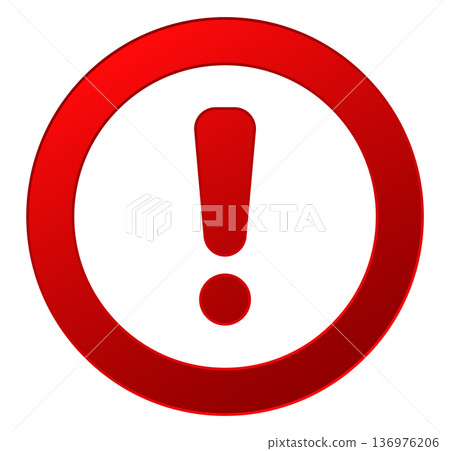 Red exclamation mark symbol in circle warning sign art 136976206