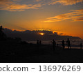 美雪照亮的熱帶海洋日落 136976269
