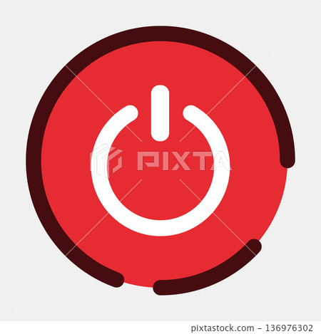 Red power button icon in circular design 136976302