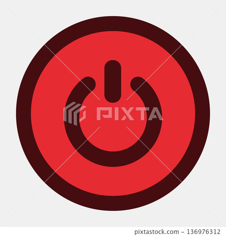 Red power button symbol in bold circle design 136976312