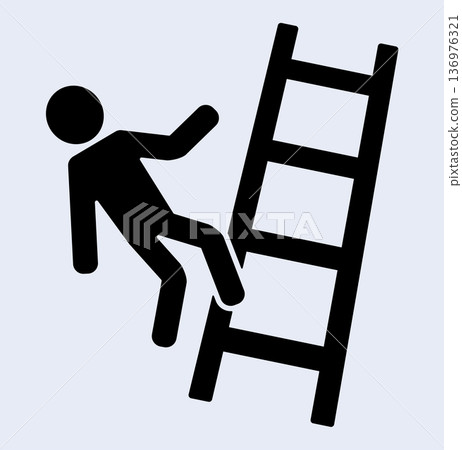 Silhouette warning sign: person falling from ladder Silhouette warning sign: person falling from ladder 136976321