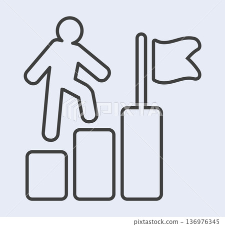 Growth steps: person ascending towards success flag 136976345