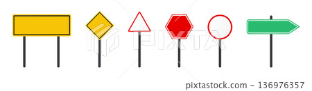 Colorful road signs: shapes and colors visual guide 136976357