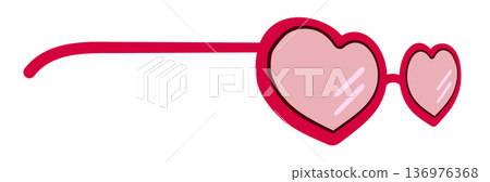 Heart-shaped sunglasses with red frame Heart-shaped sunglasses with red frame 136976368