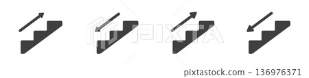 Staircase icons: upward and downward arrows Staircase icons: upward and downward arrows 136976371