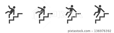 Stick figures falling down stairs silhouette sequence 136976392