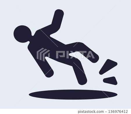 Caution! slippery floor hazard symbol alert 136976412