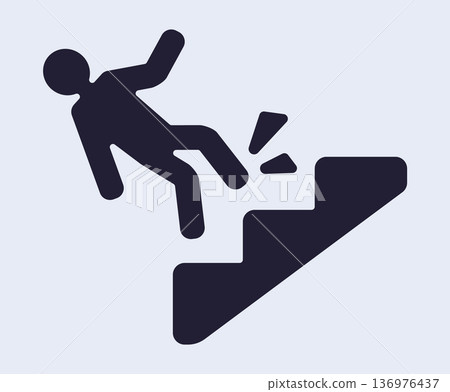 Caution sign: falling on stairs hazard warning Caution sign: falling on stairs hazard warning 136976437