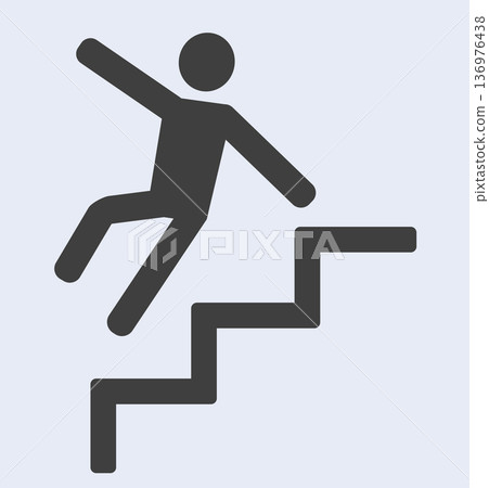 Caution: slippery stairs warning sign icon Caution: slippery stairs warning sign icon 136976438