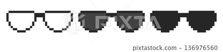 Pixel art sunglasses silhouette collection 136976560