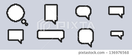 Pixel art speech and thought bubbles collection Pixel art speech and thought bubbles collection 136976568