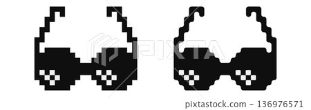 Retro pixel sunglasses: black and white style icons Retro pixel sunglasses: black and white style icons 136976571