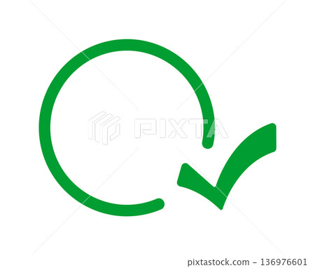 Green circle with check mark symbol on white background Green circle with check mark symbol on white background 136976601