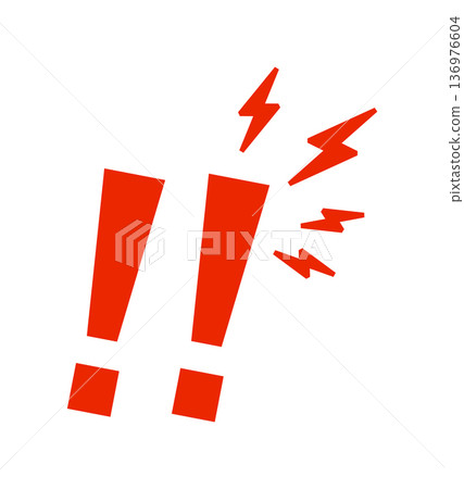 Red exclamation marks and arrows on white background 136976604