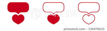 Red heart speech bubble icons with white background Red heart speech bubble icons with white background 136976610