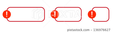 Red alert icon in rounded rectangle frames 136976627