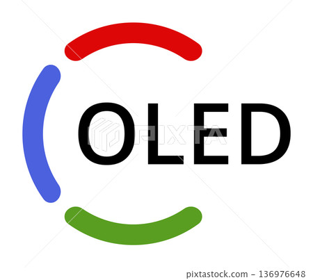Colorful circular oled logo with red, green, and blue arcs 136976648