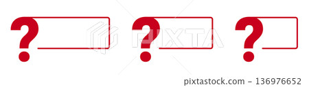 Red question marks with rectangular borders in a row 136976652