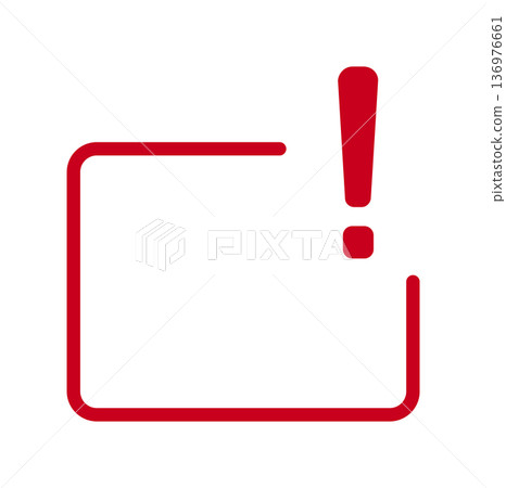 Red exclamation icon in minimalist frame design 136976661
