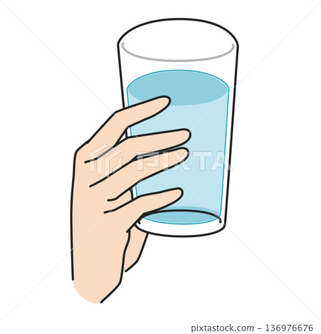 一手拿著一杯水的插圖 136976676