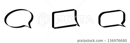Three stylized speech bubbles in black outline design Three stylized speech bubbles in black outline design 136976680