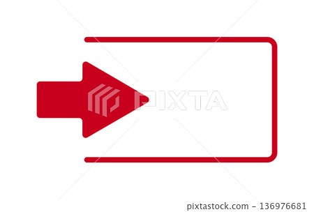 Red arrow within rectangle outline design Red arrow within rectangle outline design 136976681
