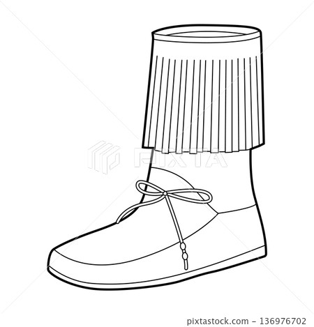 Lace-up fringed ankle boot women single line pair. Fringe trim with side lacing for music event, weather. Technical  136976702