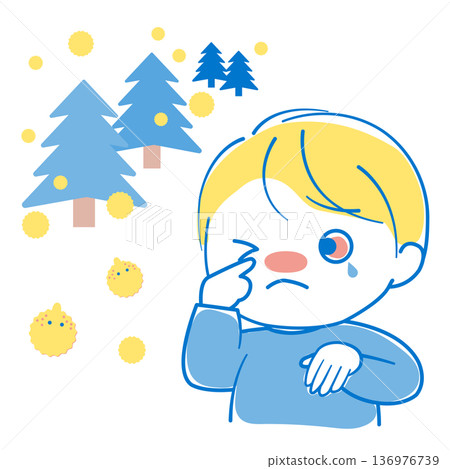 A boy with itchy and bloodshot eyes due to hay fever A boy with itchy and bloodshot eyes due to hay fever 136976739