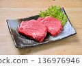 Note: This refers to raw meat and meat that has not been heated or cooked. Domestic beef tenderloin, steak, lean meat, beef 136976946
