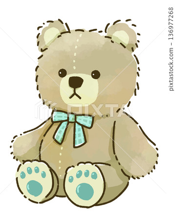 Hand-drawn illustration of a fluffy teddy bear Hand-drawn illustration of a fluffy teddy bear 136977268