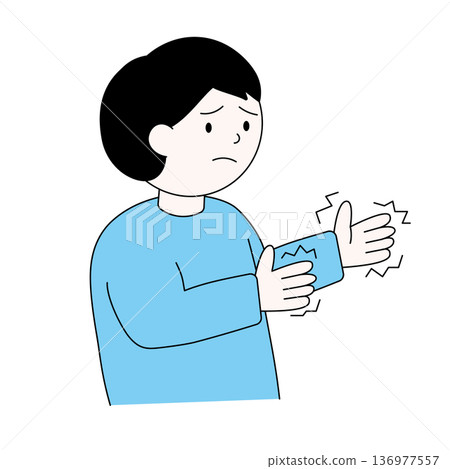 Illustration of a man suffering from hand tremors and vector material of health anxiety Illustration of a man suffering from hand tremors and vector material of health anxiety 136977557