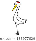 一幅簡單可愛的鶴的插圖。 136977629