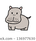 一幅簡單可愛的河馬插圖 136977630